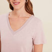 T-shirt manches courtes col en V parme femme