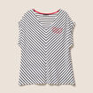 T-shirt manches courtes brodé bleu femme