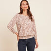 T-shirt col rond manches 3/4 beige femme