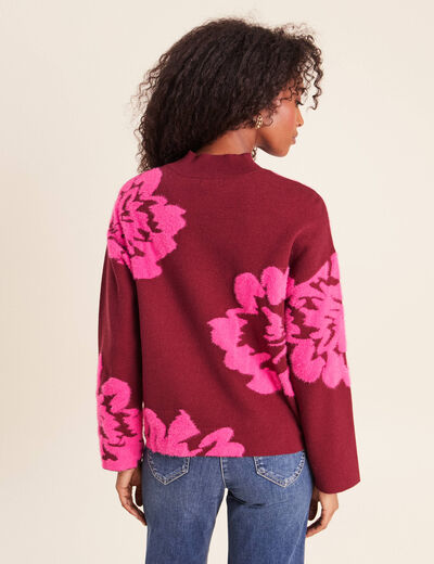 Pull col montant bordeaux femme
