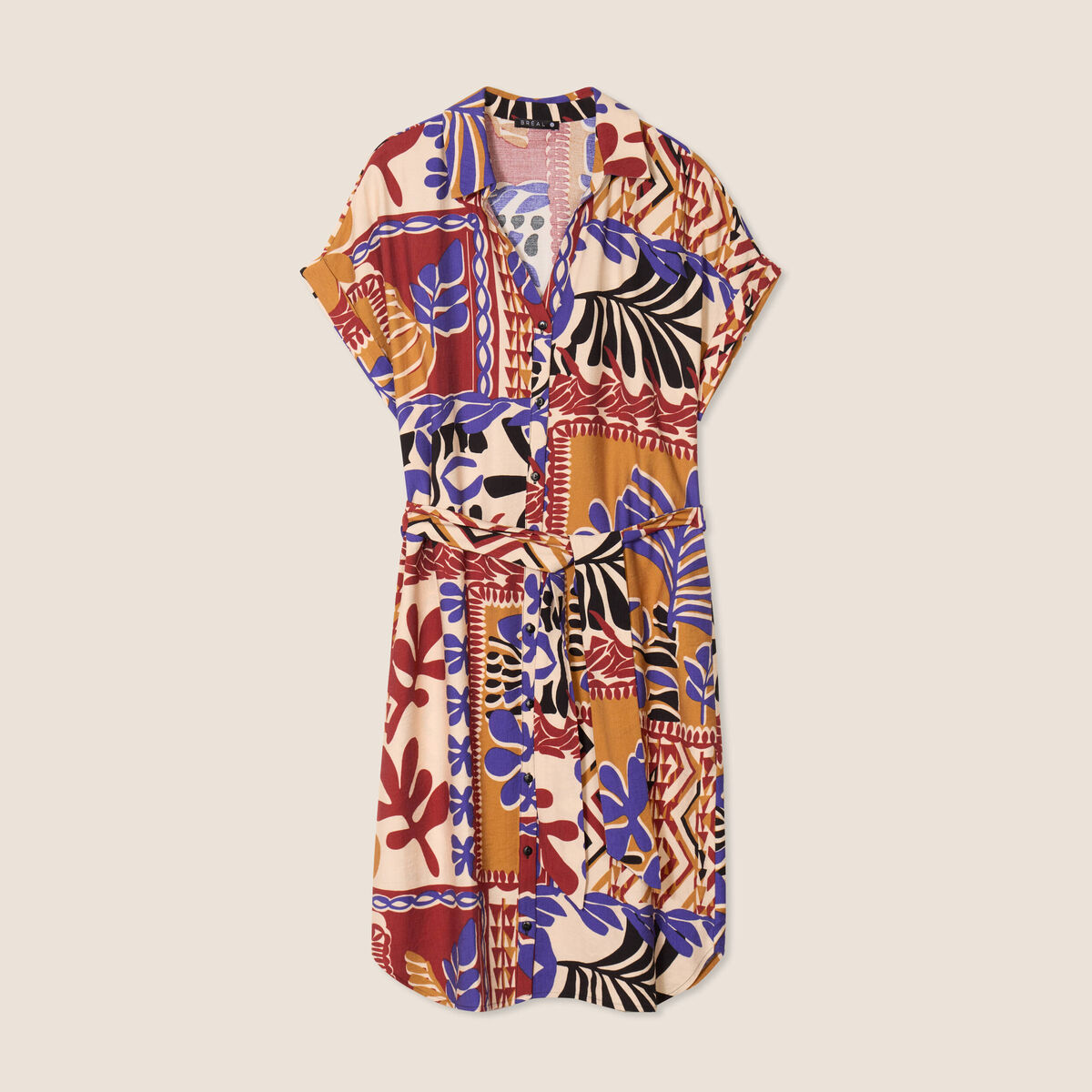 Robe courte manches courtes multicolore femme