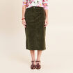 Jupe en velours vert kaki femme