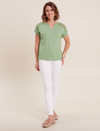 Pantalon léger taille standard long blanc femme