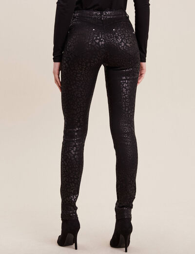 Pantalon ajusté enduit couleur bronze femme