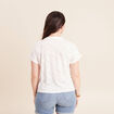 T-shirt col tunisien manches courtes blanc femme