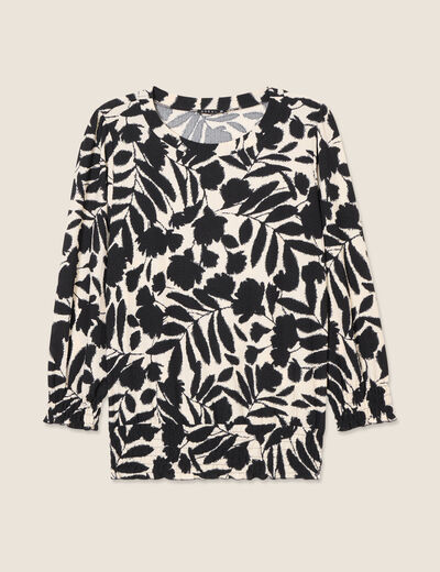 Blouse manches 3/4 noir femme