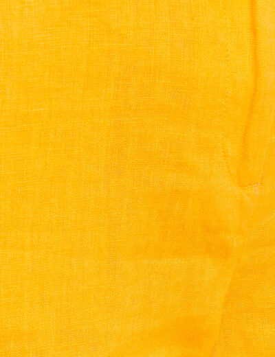 Pantalon flou ceinturé jaune or femme