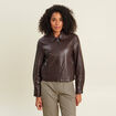 Veste doubl&eacute;e marron fonc&eacute; femme