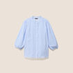Chemise col montant manches 3/4 bleu femme