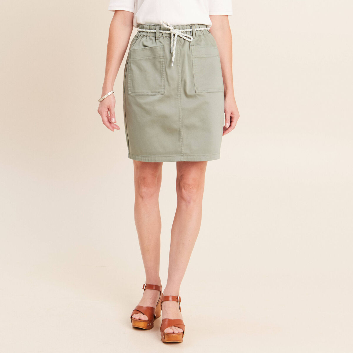 Jupe droite r&eacute;versible gris femme