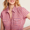 Chemise manches courtes noeud orange femme