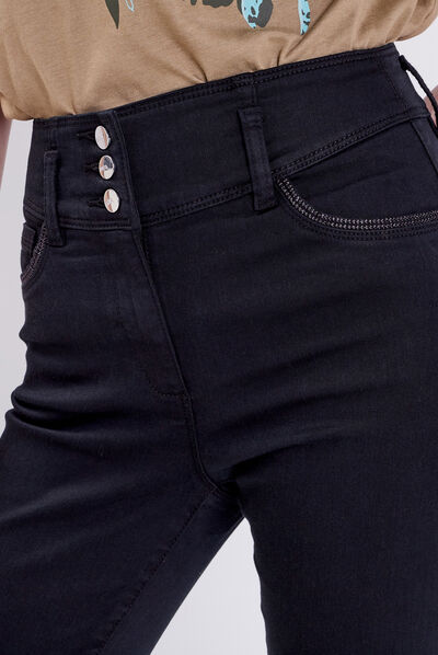 Jean ajusté 7/8ème noir femme