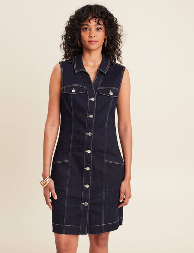 Robe droite en jean denim brut femme
