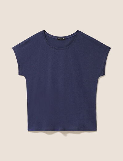 T-shirt col rond manches courtes bleu marine femme