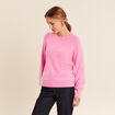Pull col rond manches longues rose femme