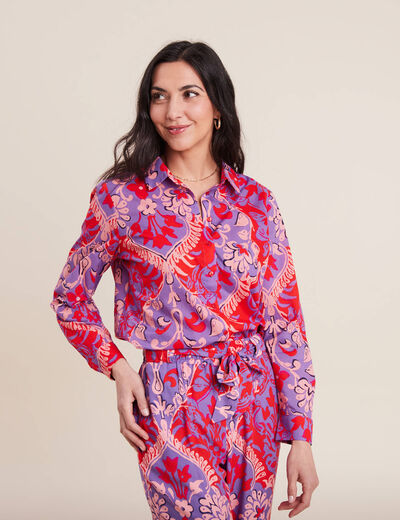Chemise manches longues rouge femme