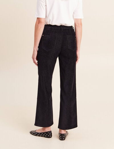 Jean taille haute en velours denim brut femme
