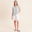 Blouse sans manches col rond bleu femme