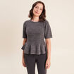 Pull col rond gris clair femme