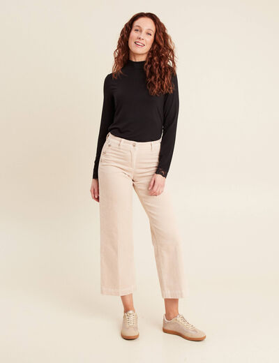 Pantalon large velours côtelé sable femme