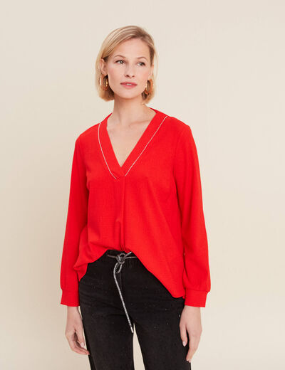 T-shirt manches longues orange foncé femme