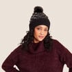 Bonnet matelass&eacute; &agrave; pompon noir femme