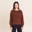 Pull col rond marron fonc&eacute; femme