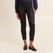 Pantalon ajusté enduit 7/8ème noir femme