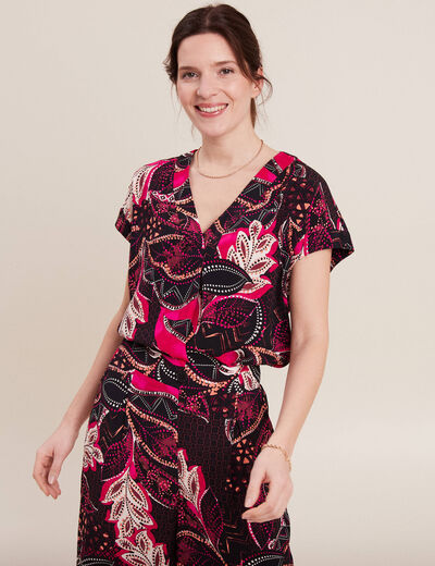 Blouse manches courtes noir femme