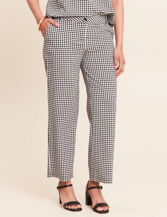 Pantalon large 7/8&egrave;me taille standard noir femme