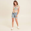 Chemise manches courtes nouée multicolore femme