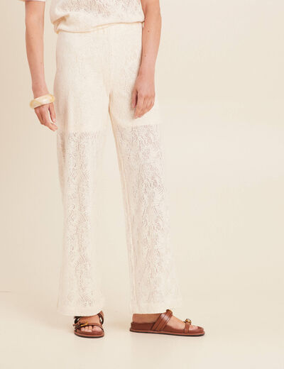 Pantalon crochet femme ecru femme