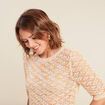 Pull manches courtes ajouré multicolore femme