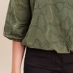 Blouse col rond manches 3/4 bas resserr&eacute; vert kaki femme