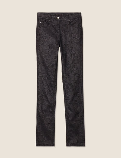 Pantalon ajusté enduit noir femme