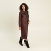 Veste col montant doubl&eacute;e marron fonc&eacute; femme
