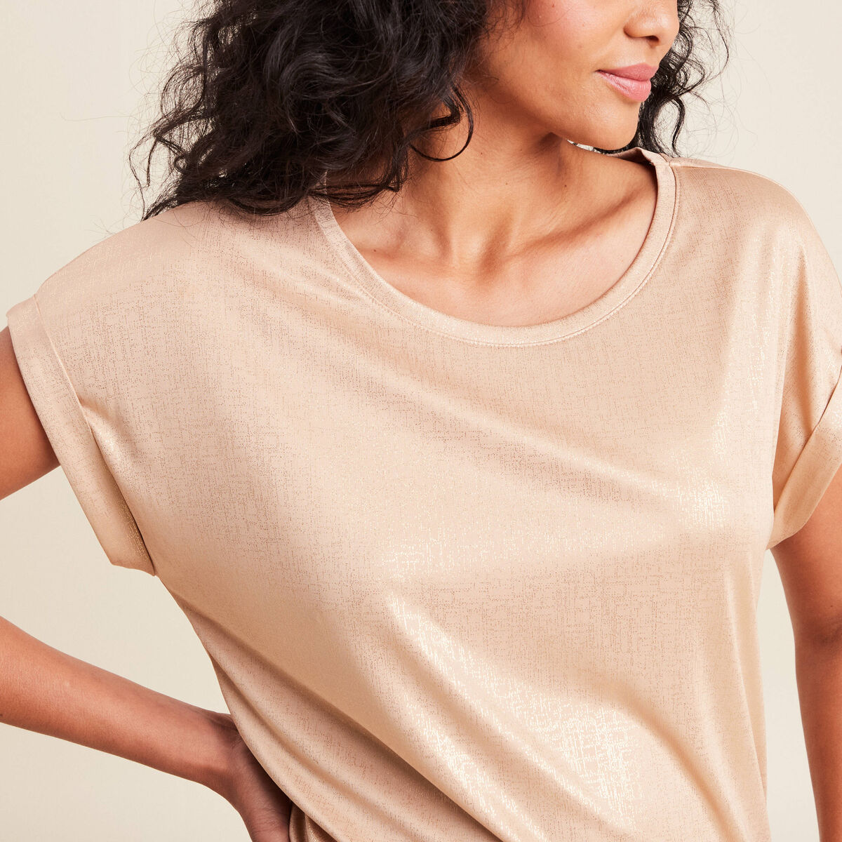 T-shirt manches courtes couleur or femme