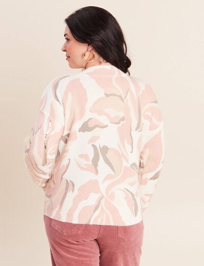 Pull col rond &agrave; sequins rose femme