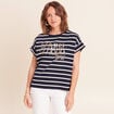 T-shirt droit col rond manches courtes noir femme