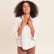 Chemise ample courte avec broderie marron chocolat femme