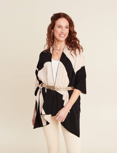 Poncho réversible ecru femme