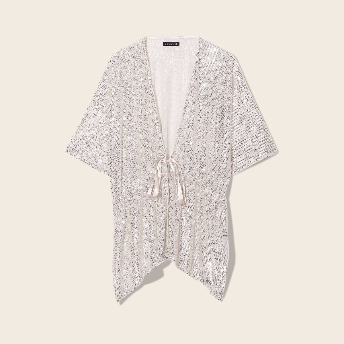 Kimono court &agrave; sequins couleur or femme