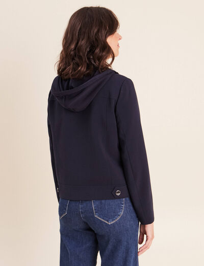 veste cintr&eacute;e doubl&eacute;e avec capuche bleu fonc&eacute; femme