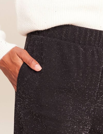 Pantalon large taille haute noir femme