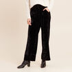 Pantalon large taille haute velours noir femme