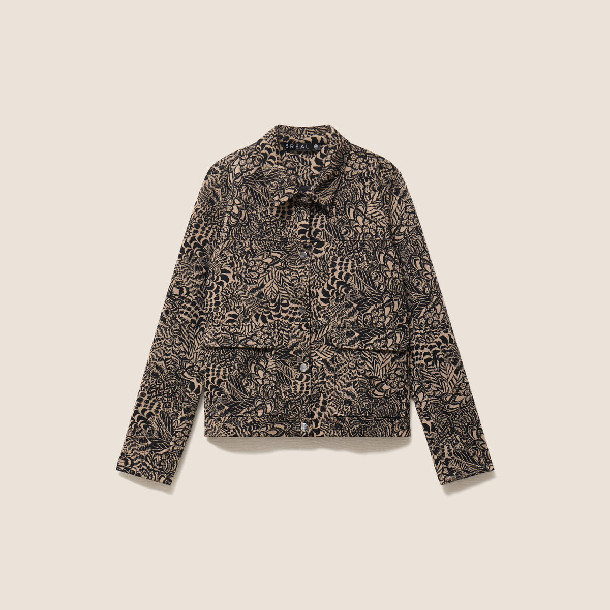 Veste droite doubl&eacute;e beige femme
