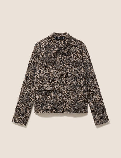Veste droite doubl&eacute;e beige femme