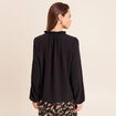 Blouse col v manches longues fluide noir femme