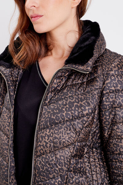 Doudoune droite zippée déperlante noir femme