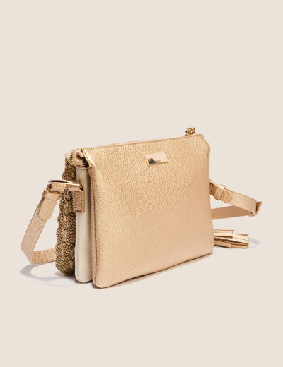 Sac pochette tress&eacute; ecru femme